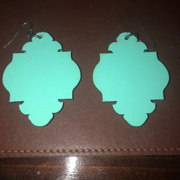 Mint Rhinestone Earrings - Picture 2 of 2